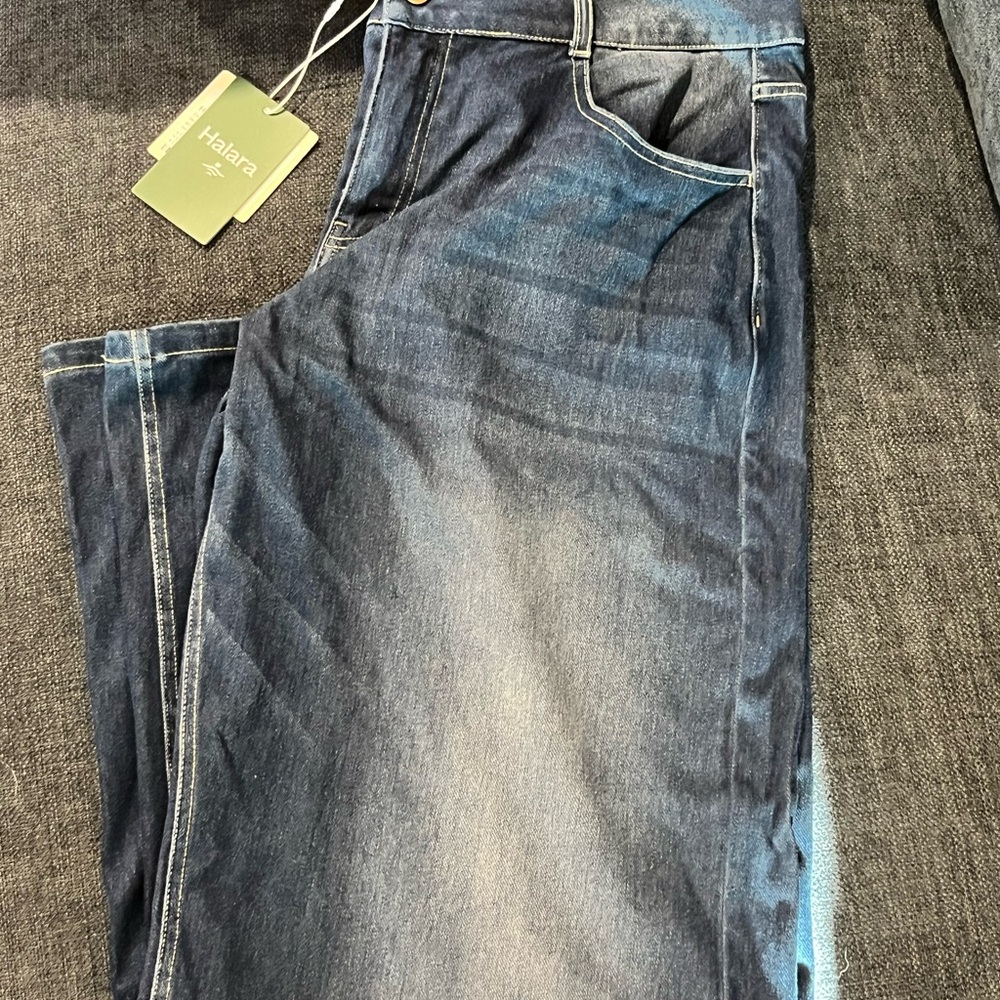 HALARA Women's Wide Leg Flare Jeans - Dark Blue Fade NWOT